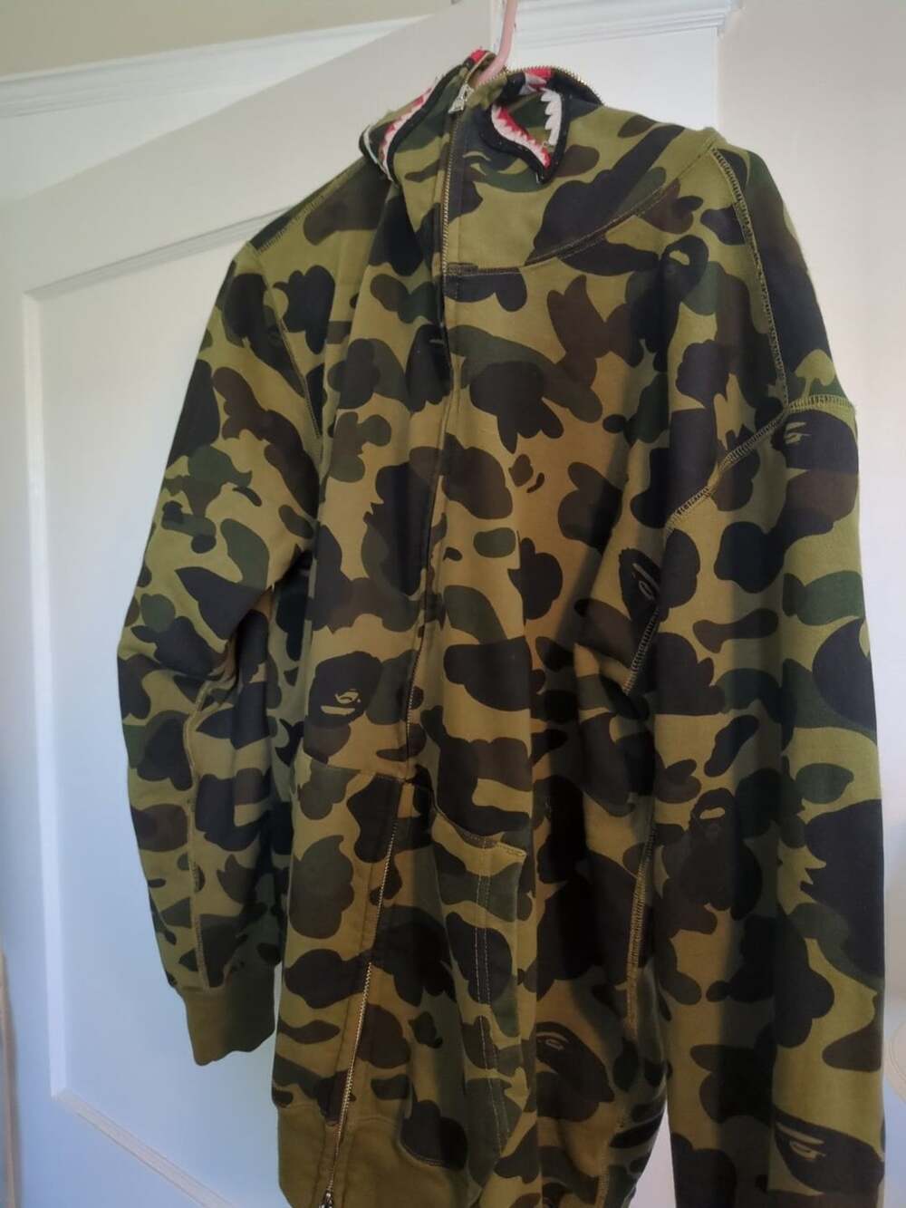 BAPE A Bathing Ape 1st Camo Shark Full-Zip Hoodie / Green / XXL